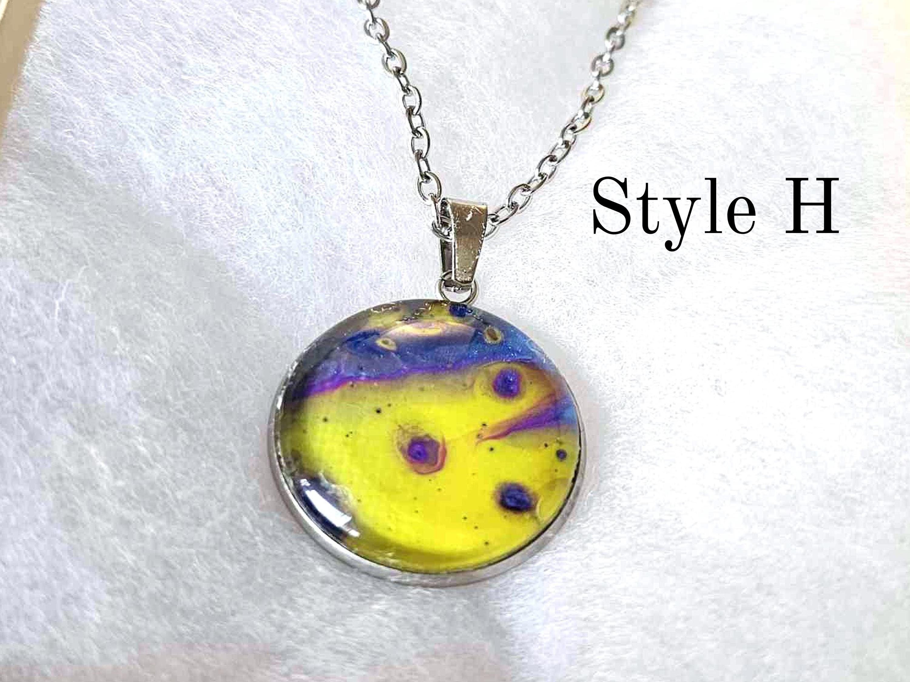 Hand-painted Colorful Abstract Art Pendant Necklace, Artistic Jewelry ...