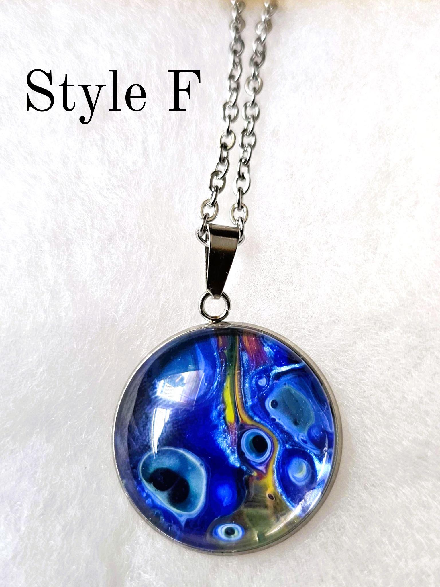 Hand-painted Colorful Abstract Art Pendant Necklace, Artistic Jewelry ...