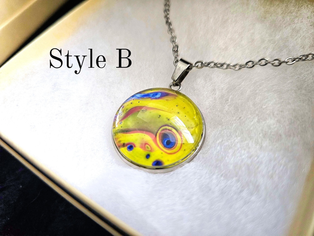 Hand-painted Colorful Abstract Art Pendant Necklace, Artistic Jewelry ...