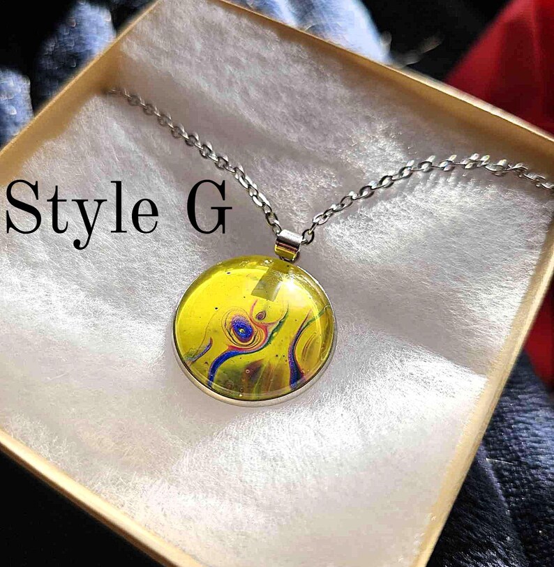 Hand-painted Colorful Abstract Art Pendant Necklace, Artistic Jewelry ...