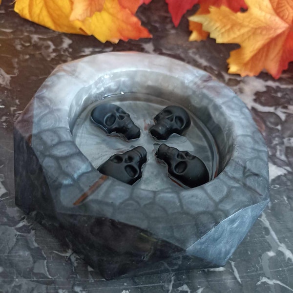 Ashtray Design Skulls Skulls Epoxy Resin black and white color