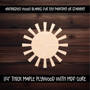 Sunshine Wood Cutout: Unfinished Maple DIY Craft Blank