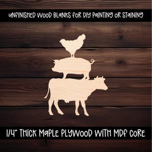 Farm Animal Wood Cutout | Unfinished Wood Blank | DIY | Laser Cut Shape
