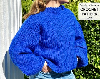 Crochet Sweater Pattern, Crochet Pattern, Crochet Pullover, Beginner Crochet, Made To Measure, DIY, Oversized, Baggy, Chunky Sweater, Trendy