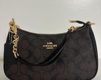 Coach Teri schoudertas Signature Canvas Bruin/Zwart