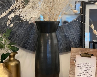 Tall Black Vase - Handmade - Modern design - Unique accent - Flowers Vase - Pottery - Ceramics by Carla