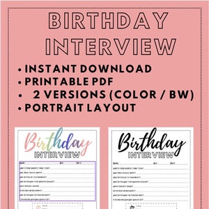 Birthday Interview | Child Interview | Memory Box Interview | Printable PDF
