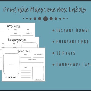 Caja de memoria imprimible / Descarga instantánea / Kit de memoria DIY / Hito imprimible / PDF digital / Recuerdo