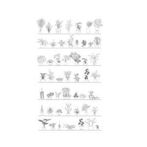 AutoCAD - 50 pcs Interior Plants - DWG, 2D View, made blocks