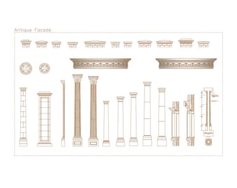 Premium AutoCAD Antique Facade Details Library: 25 Blocks