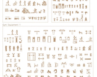 AutoCAD, DWG - 2D View and Plan - Gym Accessories Set 2