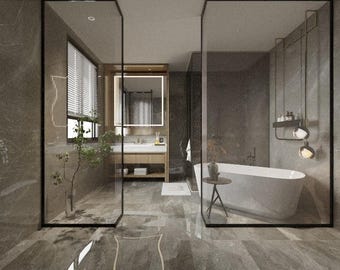 3DSMAX - Escena de baño moderno - Render Corona - 1