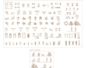 AutoCAD, DWG - 2D View and Plan - Gym Accessories Set