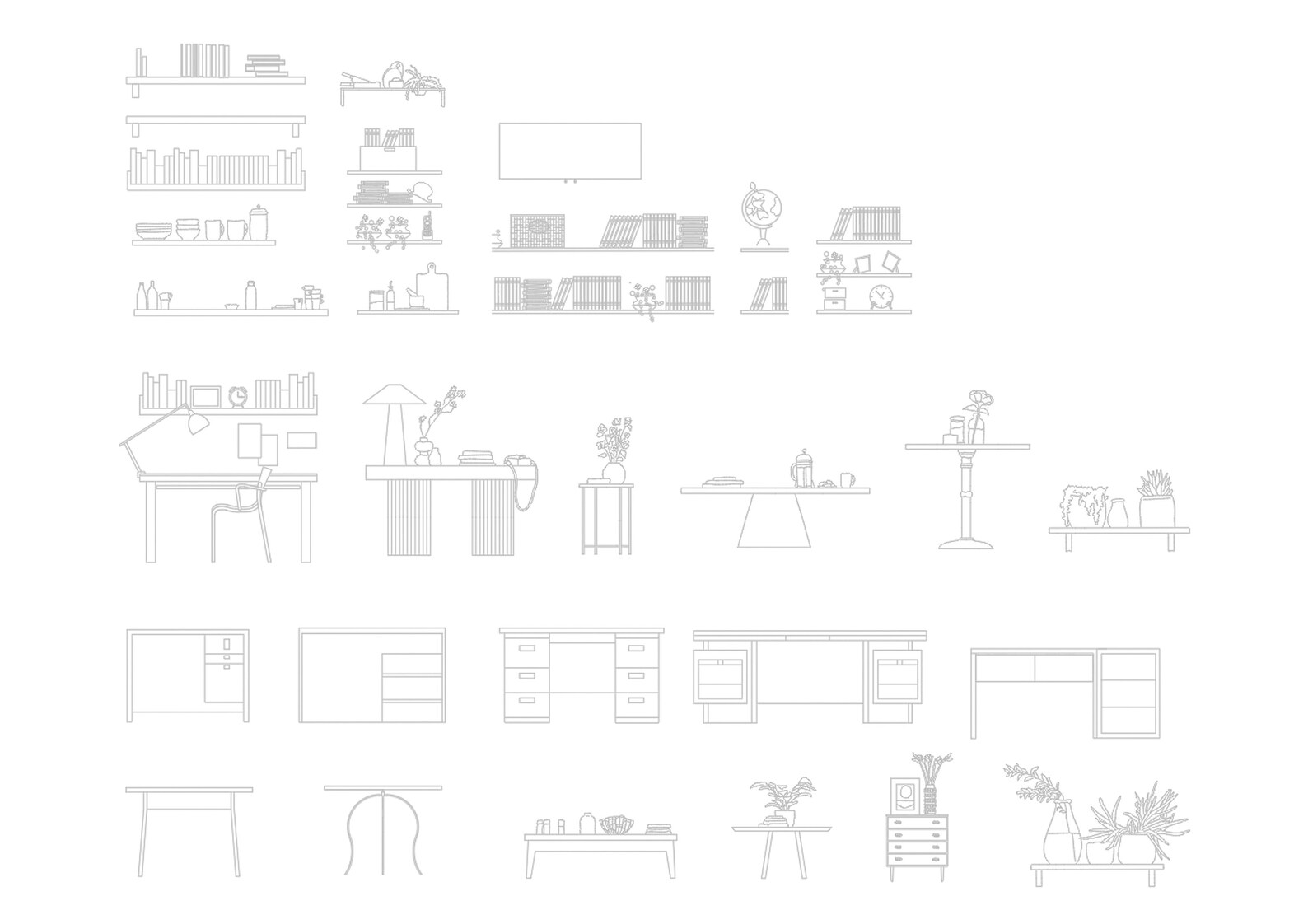 Autocad, DWG - 2D View and Plan Wooden Furniture, Made Blocks - Etsy