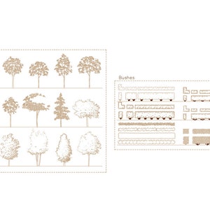 Premium Autocad Landschaftsbibliothek: 30 Büsche und Bäume Blöcke