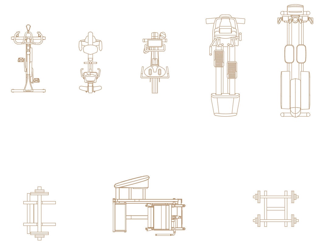 AutoCAD, DWG - Visualização e planta 2D - Conjunto de acessórios de  ginástica 2 - Etsy Portugal