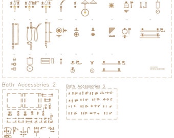 AutoCAD, DWG - 2D View and Plan - Bath Accessories Set 1