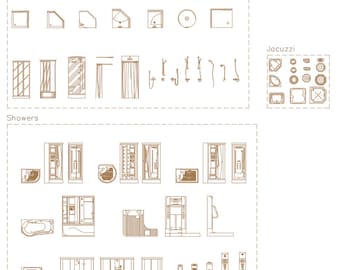 AutoCAD, DWG - 2D View and Plan - Bath Accessories Set 6 - Showers