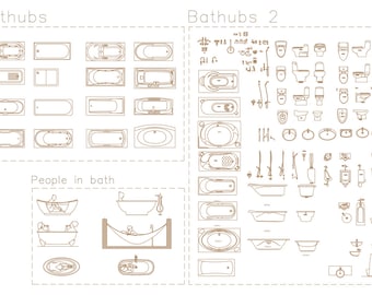 AutoCAD, DWG - 2D View and Plan - Bath Accessories Set 3