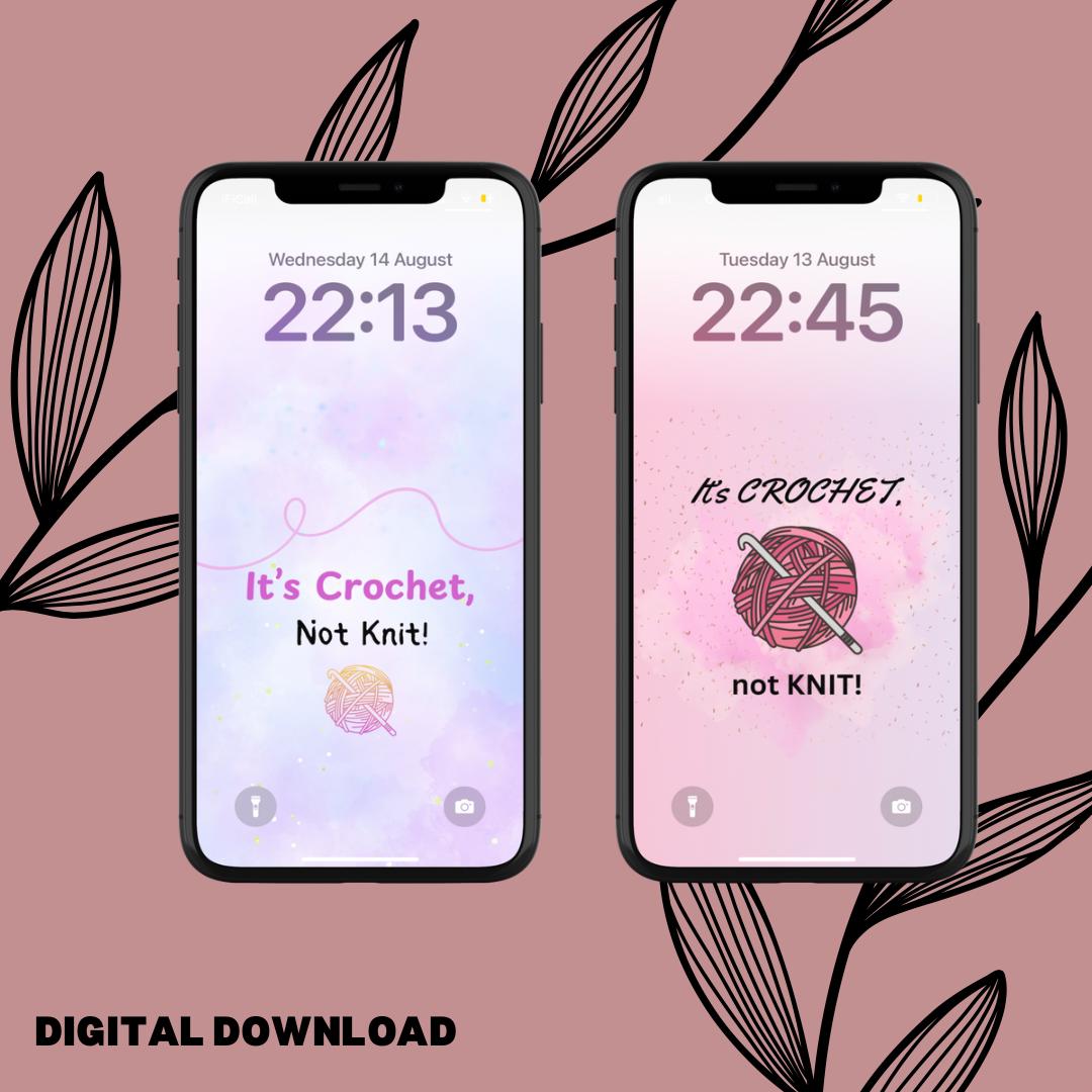 Papel de parede de crochê para celular (conjunto de 2) | Download digital | Papel de parede super fofo para iPhone | Papel de parede para celular para crocheteiras