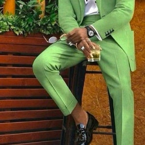 UK & US Trendy Suit, Parrot Green Two Piece Suit, Wedding Suit, Men Grom Suit, Gromsmen Suit ...