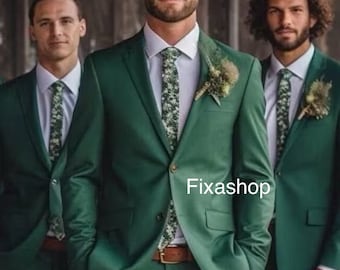 Herren Premium Grüner Zweiteiliger Anzug, Hochzeitskleidung, Eventanzug, Verlobungs- und Partyanzug, Sommeranzug, Bräutigamanzug, Geschenk für den Ehemann