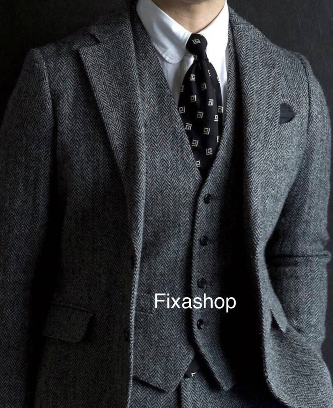 Men's Plaid Wool Blend Tweed 3-Piece Suit - Slim Fit, Green, For Wedding Or Party - View #2