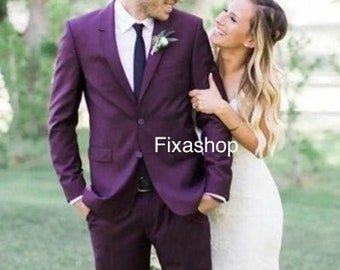 Men Purple Suit, Wedding Attire, Event Suit, Dinner Suit, Engagement And Grooms Costume, Gifts Husband,Purple Two Piece Suit