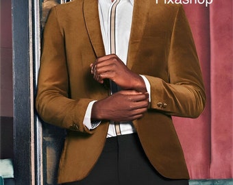 Suit Premium Golden Velvet Blazer, Wedding Attire,Groom, Best Gift Anniversary, Purpose Suit,Party Wear Suit,costume suit