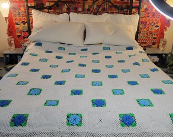 Couvre-lit/couverture Afgan au crochet floral à la main