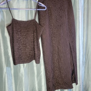 Abito da sera vintage anni &#39;80 in pizzo nero con spacco sulla coscia