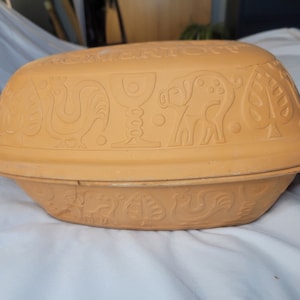 Vintage Romertopf 113 Unglazed Clay Roasting or Bread Pan Made in West Germany
