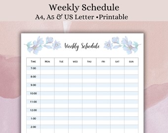 Weekly Schedule Planner Floral Printable