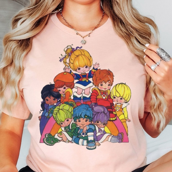 Cartoon Friends Nostalgia Shirt, Friends 80's Cartoon Characters Rainbow, Rainbow Brite Show, Tee, Retro Rainbow Friends