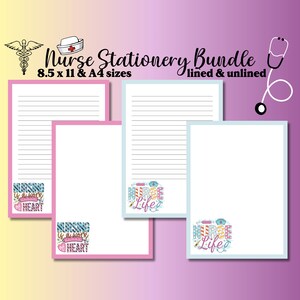 Nurse Stationery Set: Lined & Unlined Letter Writing Paper (Digital Download)