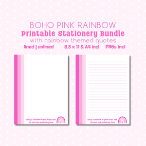 Pink Boho Rainbow Stationery Set: Affirmation Quotes (Digital Download)
