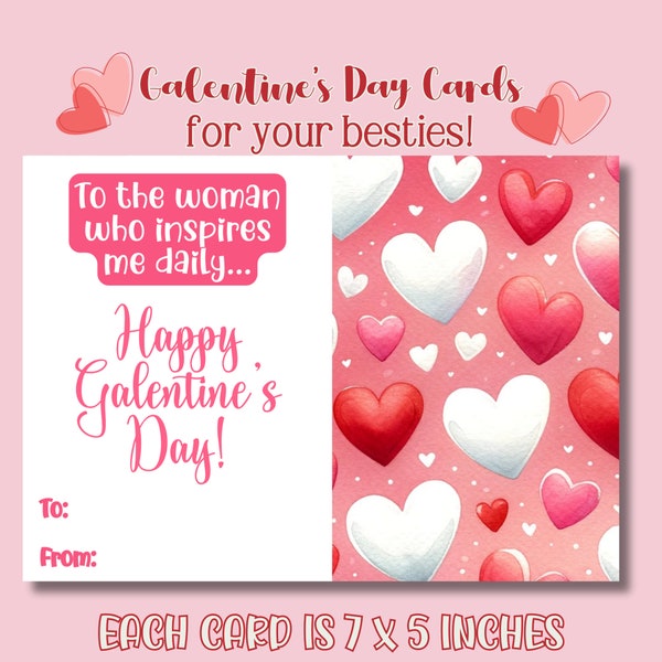 Galentine's Day Cards Set - 10 Unique, Printable, Instant Download, Best Friend, Gal Pal, Love, Friendship, DIY, Personalized, Digital|V-DAY