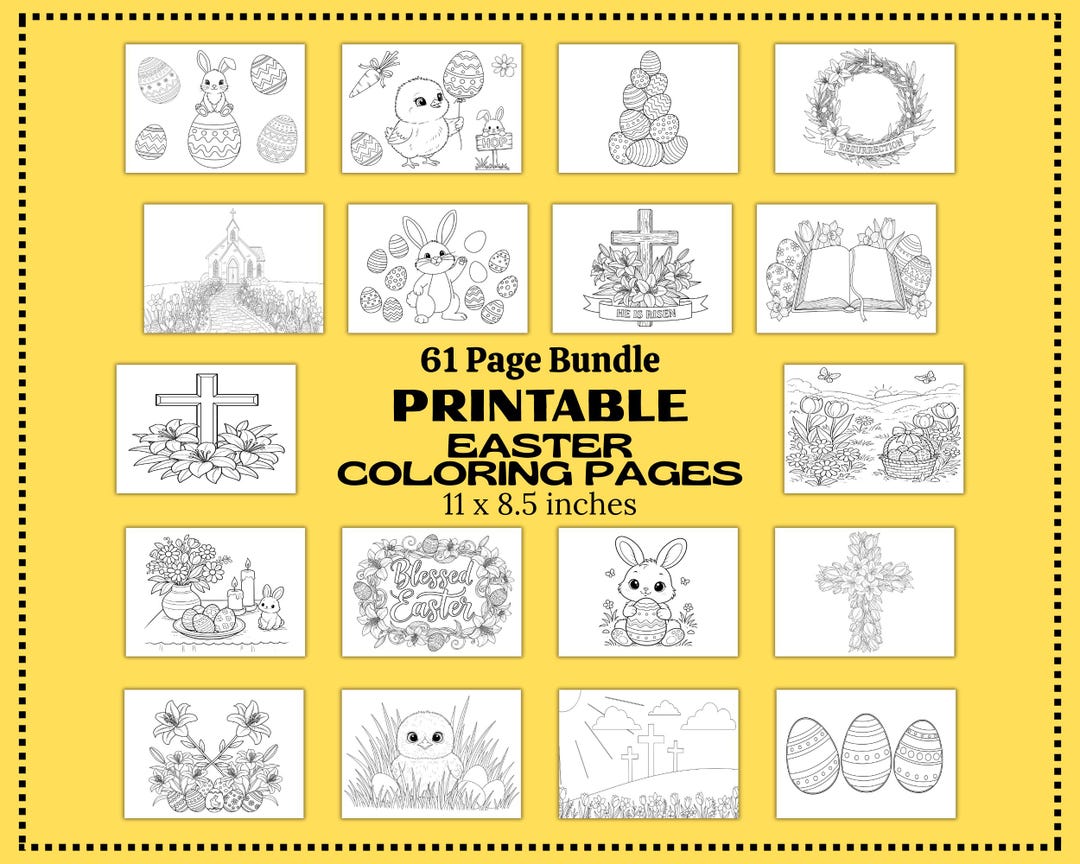 Easter Coloring Pages Bundle, Kids & Adults, 61 Printable Designs (PDF ...