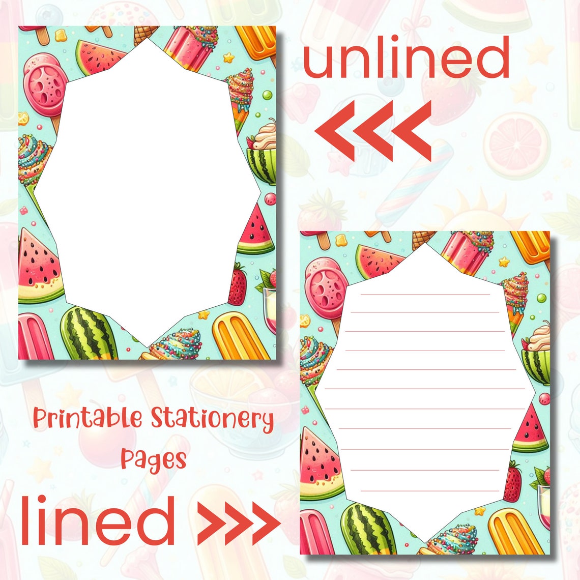 Printable Stationery Set for Kids, Summer Theme, Letter Writing, Pen Pal, Art Projects, Note ...