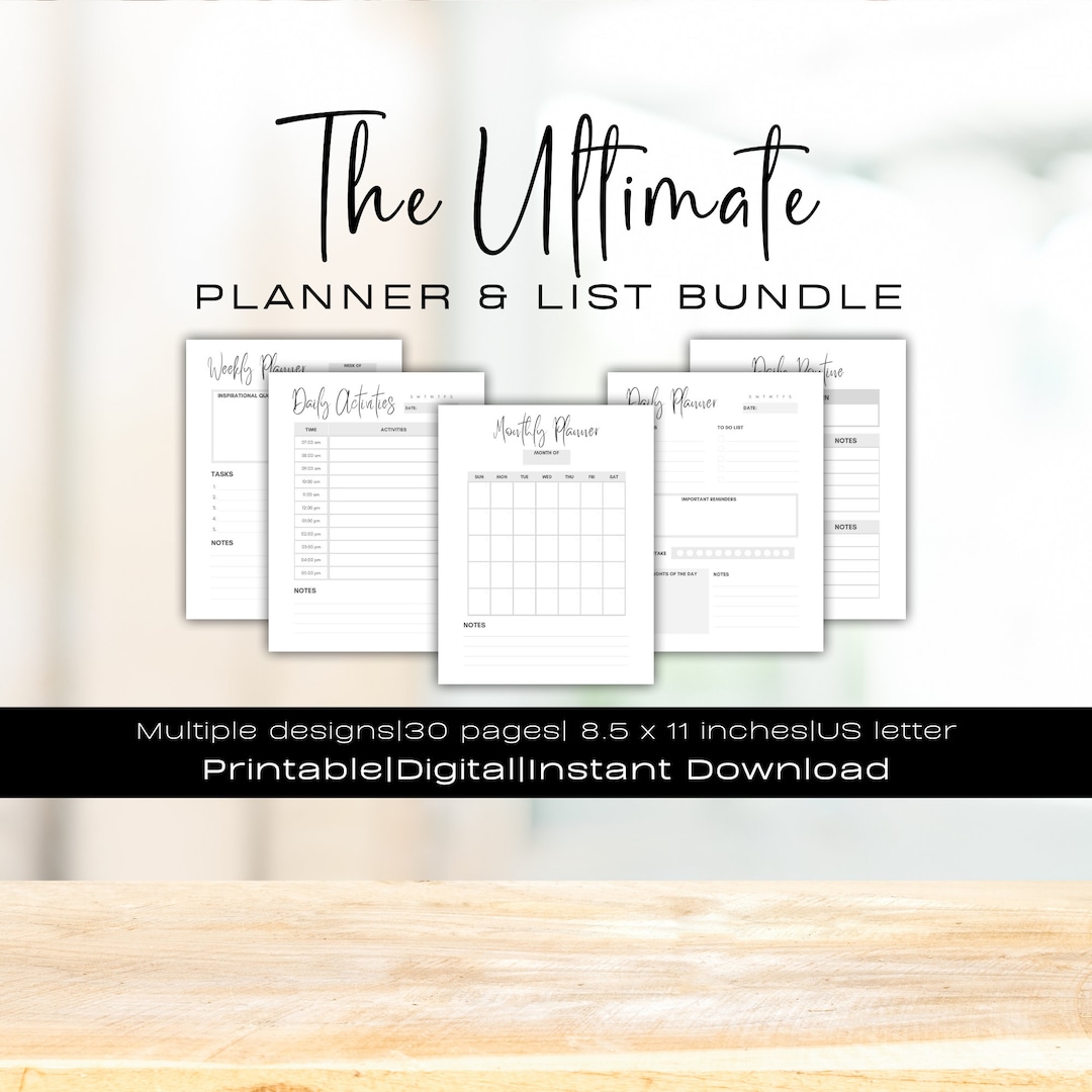 The Ultimate Planner & List Bundle, Printable Planner, Monthly|weekly ...