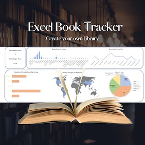 Excel Spreadsheet Book Tracker, Book planner, Book log, Excel Library Reading Tracker, Reading Log, Reading Journal, Book Lovers Planner