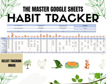Habit Tracker Spreadsheet | Google Sheets | Daily | Weekly | Monthly Habit Planner | Goal Planner | Digital Dashboard | Simple Tasks Planner