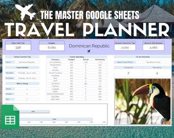 Travel Planner Digital Travel Planner for Travel Itinerary Digital Holiday Planner Holiday Travel Organizer Travel Budget Google Sheets