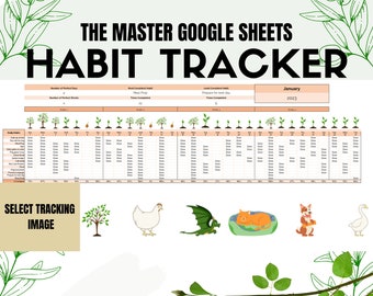 Habit Tracker Spreadsheet | Google Sheets | Daily | Weekly | Monthly Habit Planner | Goal Planner | Digital Dashboard | Simple Tasks Planner