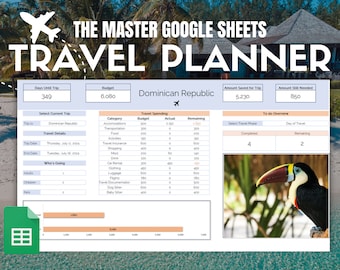Travel Planner Digital Travel Planner for Travel Itinerary Digital Holiday Planner Holiday Travel Organizer Travel Budget Google Sheets