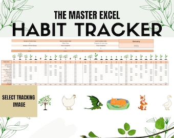Habit Tracker Spreadsheet | Excel | Daily | Weekly | Monthly Habit Planner | Goal Planner | Digital Dashboard | Simple Tasks Planner