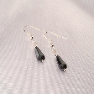 Hematite earrings, 925 sterling silver or 14k gold plated, natural stone jewelry, semi-precious stone jewelry, gift for her