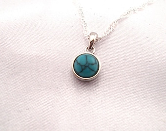 Turquoise necklace and pendant, 925 sterling silver, December anniversary stone, natural stone jewelry