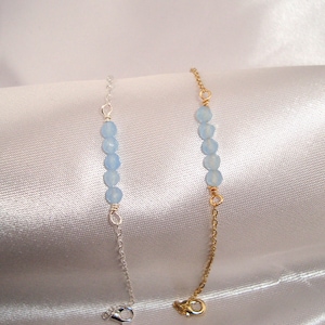 Aquamarine bracelet, 925 silver or 14k gold plated, March birthstone, natural stone jewelry, friendship bracelet