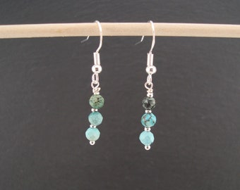 African Turquoise earrings in 925 silver or 14k gold plated, December birthstone, semi-precious stone jewelry